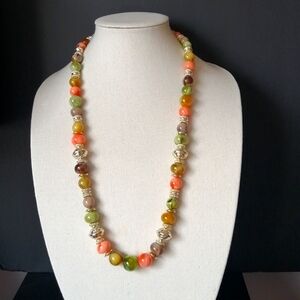 Vintage Multi-Coloured Lucite Beads Goldtone Necklace
